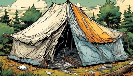 naprawa rozerwanego namiotu